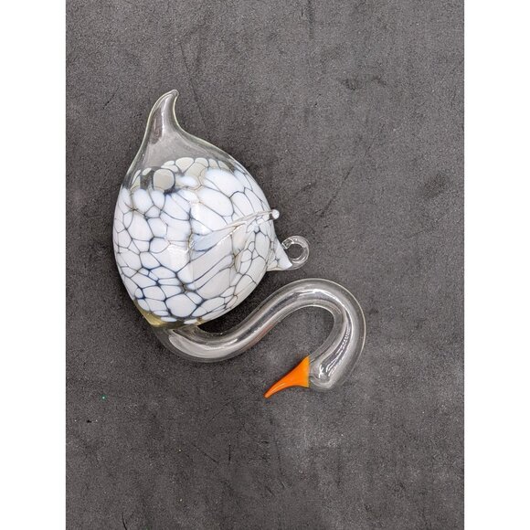 Vintage Ornament Swan Hand Blown Glass Hanging Christmas tree 4" - Picture 11 of 16